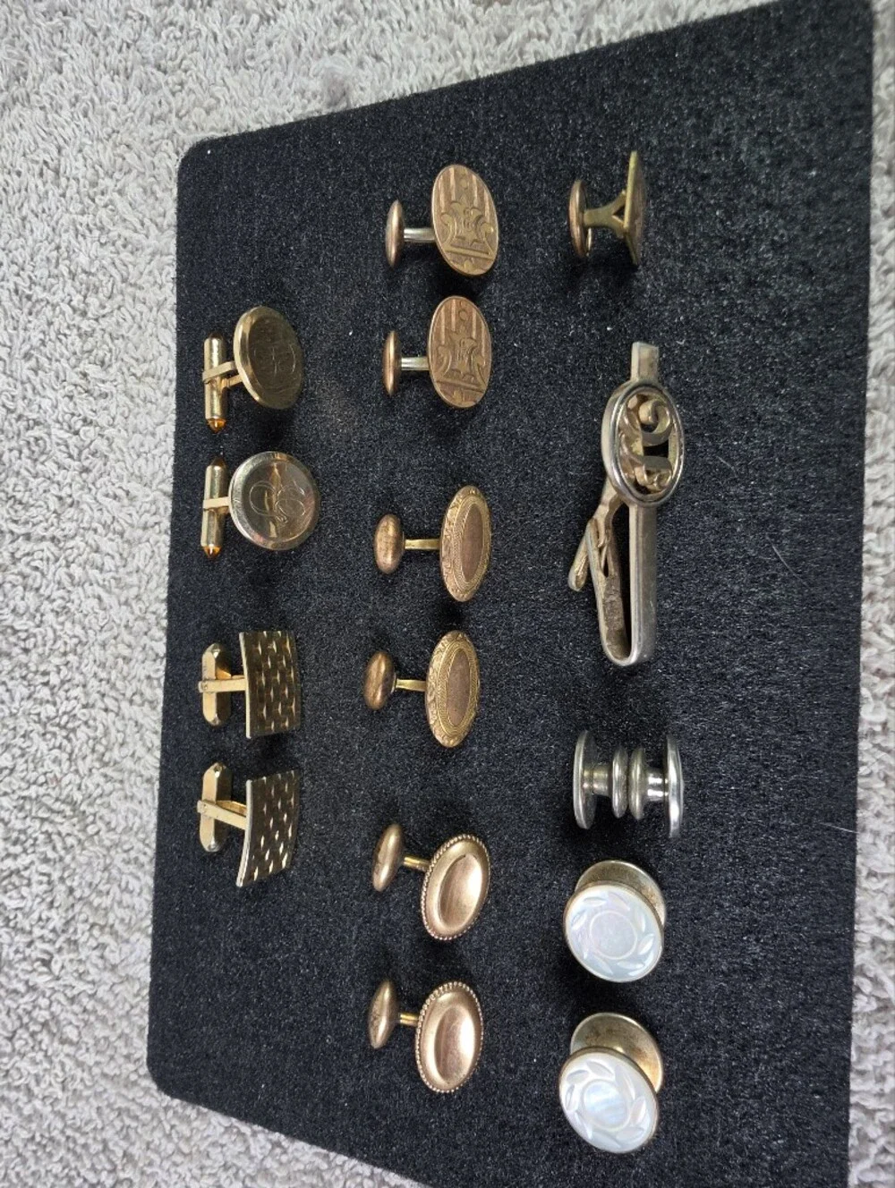Men's Gold-Tone and Silver Cufflink & Tie Clip Set - Classic Multipack